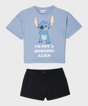 Pyjashort bicolore avec motif Stitch fille - Disney vue1 - LILO & STITCH - GEMO