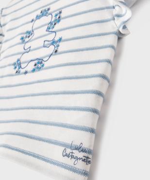 Tee-shirt rayé à manches courtes volantées bébé fille - LuluCastagnette vue2 - LULUCASTAGNETTE - GEMO