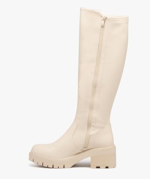 Bottes femme unies à talon large avec tige souple montante  vue3 - GEMO(URBAIN) - GEMO
