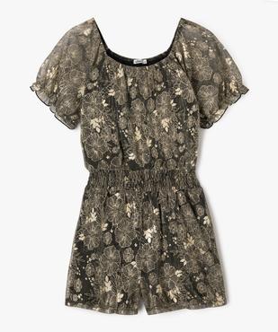 Combishort à manches courtes avec motifs fleuris scintillants fille vue1 - GEMO (JUNIOR) - GEMO