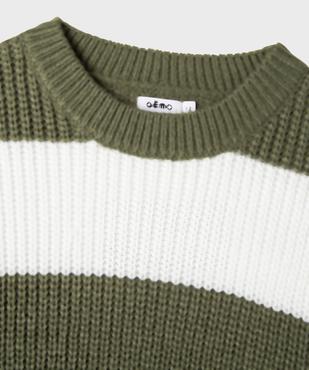 Pull ample et court à rayures en grosse maille fille vue2 - GEMO (JUNIOR) - GEMO