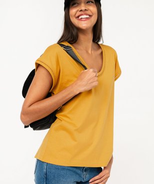 Tee-shirt à manches courtes avec finitions pailletées femme vue1 - GEMO 4G FEMME - GEMO