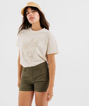 Short en coton stretch avec revers cousus femme vue7 - GEMO 4G FEMME - GEMO