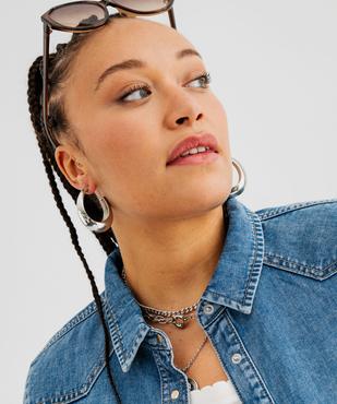 Chemise en jean manches longues et bouton-pression femme vue2 - GEMO (G TAILLE) - GEMO