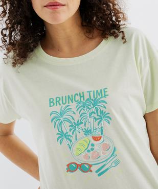 Chemise de nuit manches courtes en jersey de coton femme vue2 - GEMO 4G FEMME - GEMO