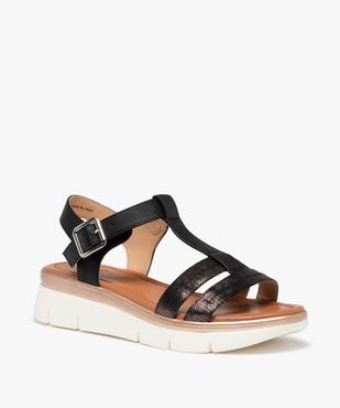 Sandales fille compensées à brides unies détails brillants vue2 - GEMO (ENFANT) - GEMO