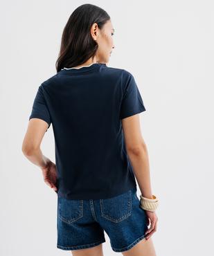 Tee-shirt manches courtes à col fantaisie femme vue4 - GEMO(FEMME PAP) - GEMO