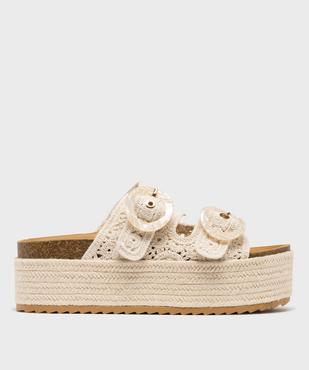 Mules à semelle plateforme tressée et brides macramé femme vue1 - 5 MILES - GEMO