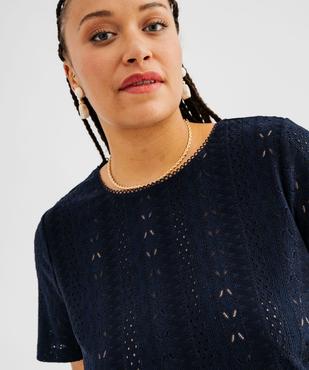 Tee-shirt manches courtes en maille ajourée femme grande taille vue2 - GEMO (G TAILLE) - GEMO