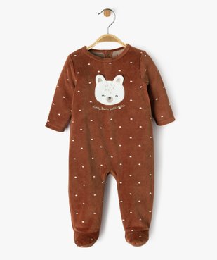 Pyjama en velours à motif ourson bébé garçon vue1 - GEMO 4G BEBE - GEMO