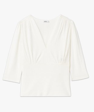 Tee-shirt manches 3/4 en maille côtelée femme vue4 - GEMO(FEMME PAP) - GEMO