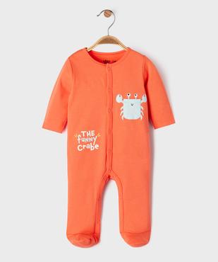 Pyjama dors-bien ouverture devant avec motif crabe bébé vue1 - GEMO 4G BEBE - GEMO