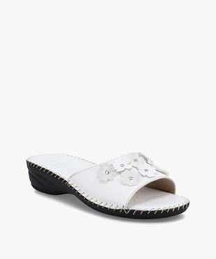Mules femme confort en cuir ornées de fleurs vue2 - GEMO (CONFORT) - GEMO
