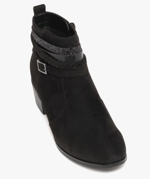 Boots femme en suédine unie avec brides fantaisie et à petit talon vue6 - VALENTINA BALDA - GEMO
