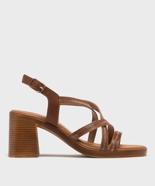Sandales à talon flare, semelle intérieure cuir et brides à strass femme - Tanéo vue1 - FOLLOW ME - GEMO