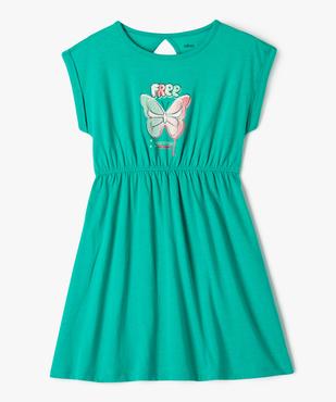 Robe à manches courtes en coton avec motif sur le buste fille vue1 - GEMO 4G FILLE - GEMO