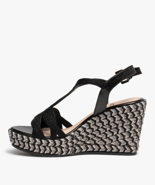 Sandales femme à talon compensé et brides en cordelette vue3 - GEMO(URBAIN) - GEMO