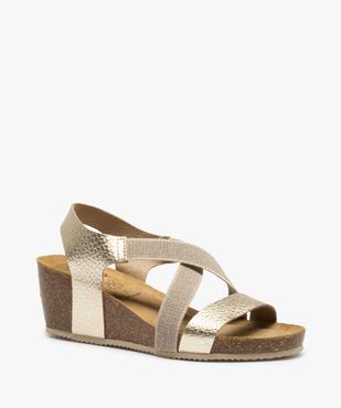  Sandales femme compensées dessus cuir élastiqué vue2 - GEMO(URBAIN) - GEMO