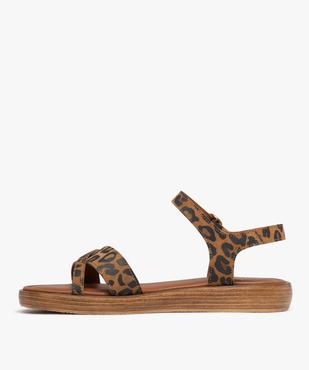 Sandales en cuir imprimé léopard femme - Tanéo vue3 - TANEO - GEMO
