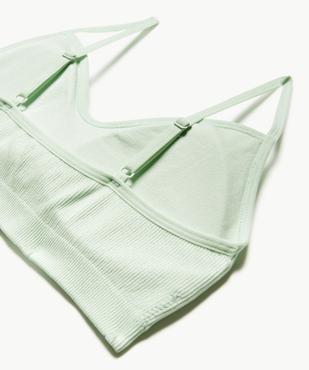 Brassière à fines bretelles en maille côtelée avec mousses amovibles fille vue2 - GEMO (JUNIOR) - GEMO