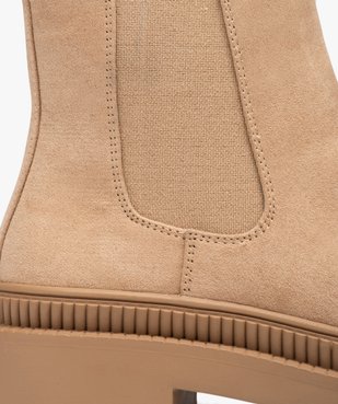 Boots femme casual dessus en suédine uni à semelle crantée vue7 - GEMO (CASUAL) - GEMO