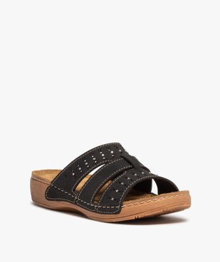 Mules confort femme légères à brides ajourées et strass vue2 - GEMO (CONFORT) - GEMO