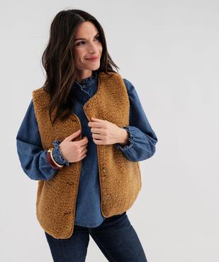 Veste sans manches en sherpa femme vue1 - GEMO 4G FEMME - GEMO