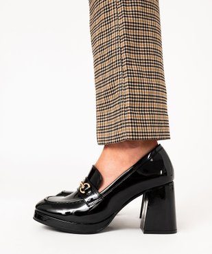 Escarpins femme à talon flare mocassins vernis avec bijou métallisé vue1 - FOLLOW ME - GEMO