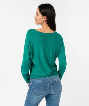 Pull fin à col V zippé manches chauve-souris femme vue3 - GEMO 4G FEMME - GEMO