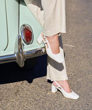 Escarpins sling-back à talon large et bout carré femme vue1 - FOLLOW ME - GEMO