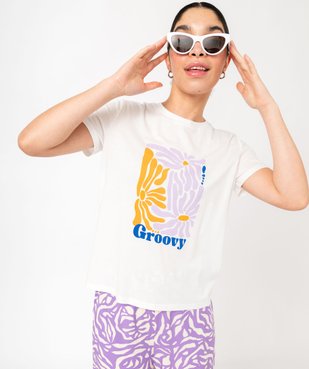Tee-shirt manches courtes imprimé en coton/modal femme vue3 - GEMO 4G FEMME - GEMO