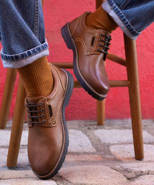 Derbies casual dessus cuir à semelle épaisse homme - Tanéo vue7 - TANEO - GEMO