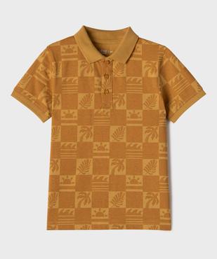 Polo manches courtes en jersey de coton motif feuillage garçon vue1 - GEMO 4G GARCON - GEMO