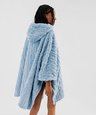 Veste d’intérieur à capuche forme poncho femme vue3 - GEMO(HOMWR FEM) - GEMO
