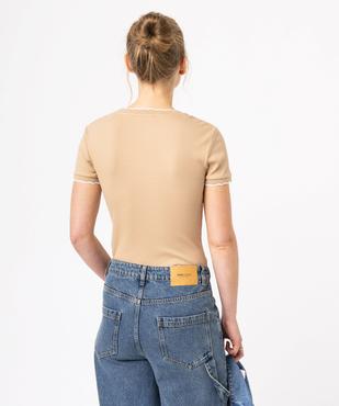 Tee-shirt à manches courtes avec finitions dentelées femme vue3 - GEMO(FEMME PAP) - GEMO