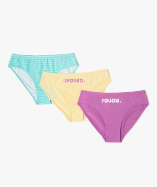 Culottes imprimées en coton stretch fille (lot de 3) vue1 - GEMO 4G FILLE - GEMO