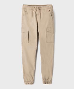 Pantalon cargo jogger en coton stretch à taille élastiquée garçon vue1 - GEMO (JUNIOR) - GEMO