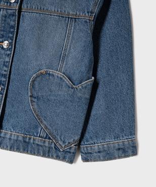 Veste en jean avec poches en forme de coeurs fille vue2 - GEMO 4G FILLE - GEMO