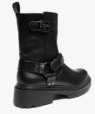 Boots femme crantées à zip avec brides à boucle fantaisie vue6 - 5 MILES - GEMO