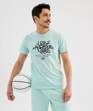 Tee-shirt manches courtes avec inscription graffiti homme vue1 - GEMO (HOMME) - GEMO