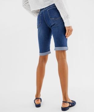 Bermuda en jean extensible à revers femme vue3 - GEMO(FEMME PAP) - GEMO