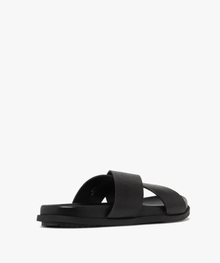 Mules homme unies à brides larges croisées dessus en cuir - Taneo vue4 - TANEO - GEMO