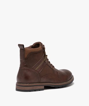 Boots homme unis à lacets avec zip fantaisie vue5 - GEMO (CASUAL) - GEMO