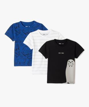 Tee-shirt bébé garçon à manches courtes (lot de 3) vue1 - GEMO(BEBE DEBT) - GEMO