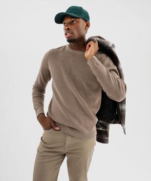 Pull col rond en coton uni homme vue1 - GEMO (HOMME) - GEMO