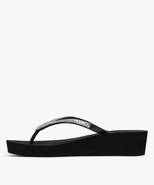 Tongs compensées à brides strass femme  vue3 - GEMO (PLAGE) - GEMO