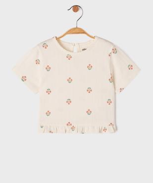 Tee-shirt manches courtes avec volant dans le bas bébé fille vue1 - GEMO(BEBE DEBT) - GEMO