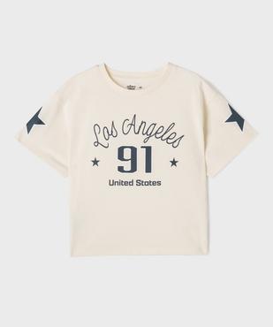 Tee-shirt manches courtes coupe oversize avec inscription fille vue1 - GEMO 4G FILLE - GEMO