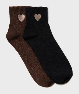 Chaussettes basses pailletées avec cœur brodé femme (lot de 2 paires) vue1 - GEMO(HOMWR FEM) - GEMO