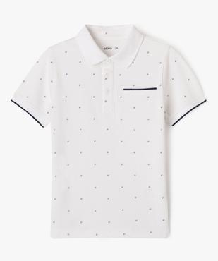 Polo manches courtes en maille piquée à petits motifs garçon vue1 - GEMO 4G GARCON - GEMO